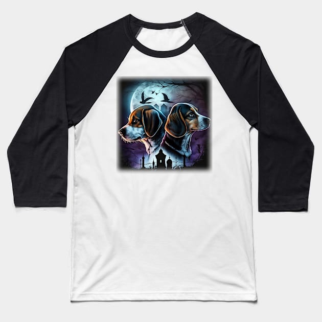 Gothic Beagles Baseball T-Shirt by Enchanted Reverie